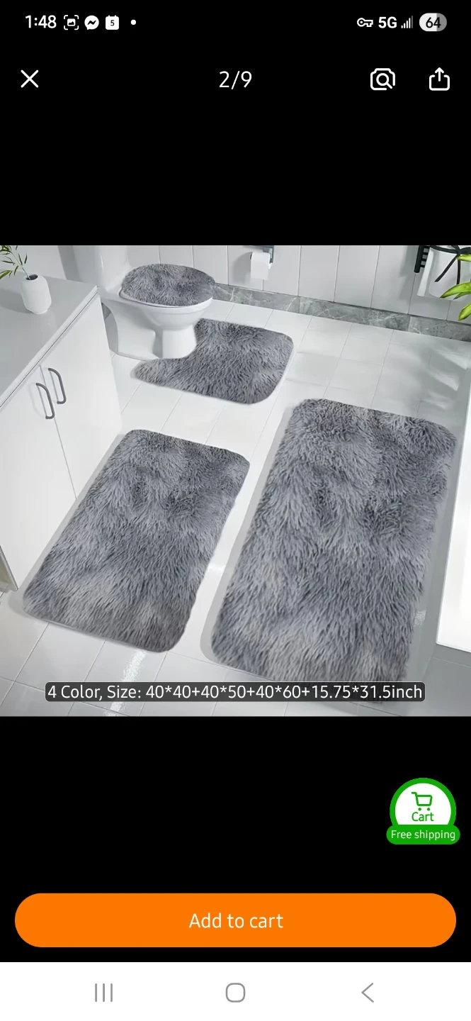 NEW 4-Piece Shaggy Bath Mat Set 🚿
