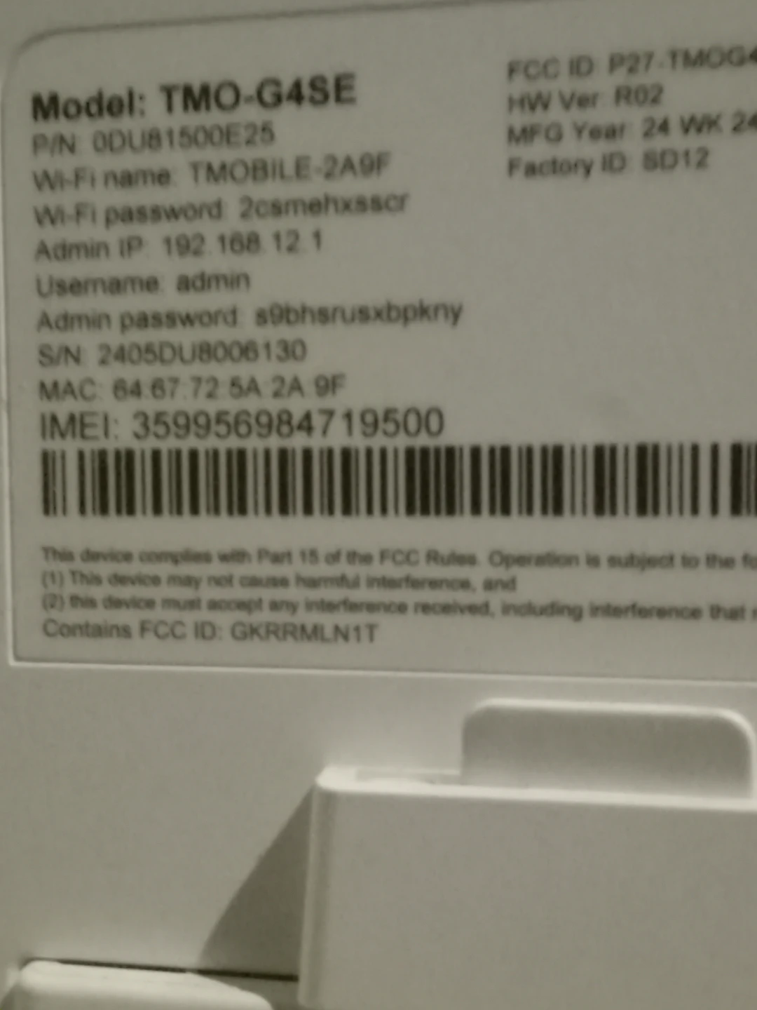 T-Mobile TMO-G4SE Wi-Fi Router