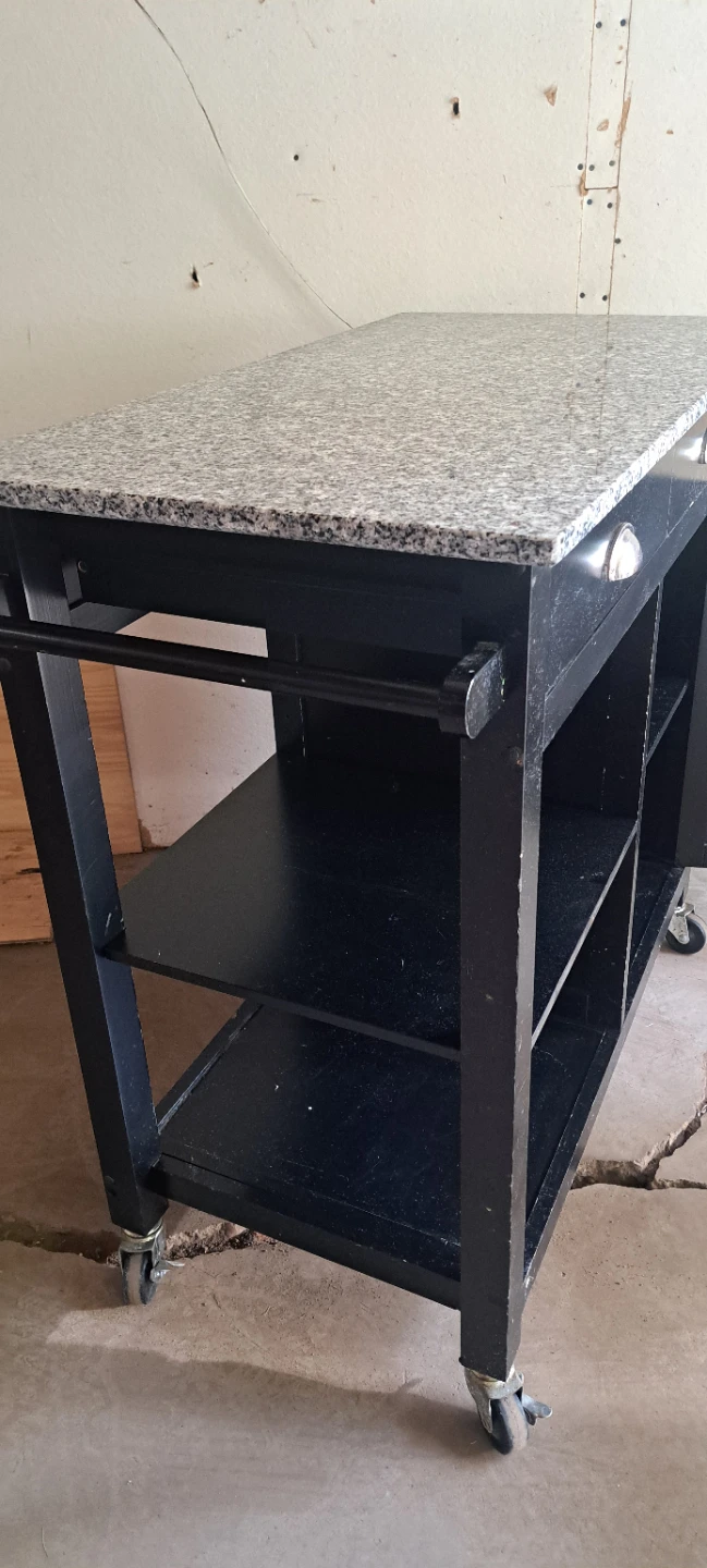 Black Kitchen Island Cart with Granite Top - photo 2