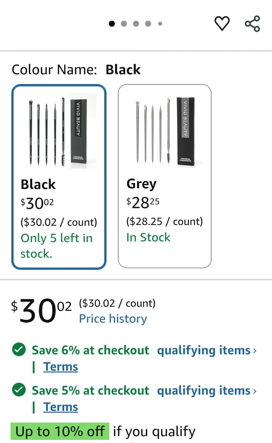 Vivid Beauty 5-Piece Eye Makeup Brush Set (Black) - photo 3