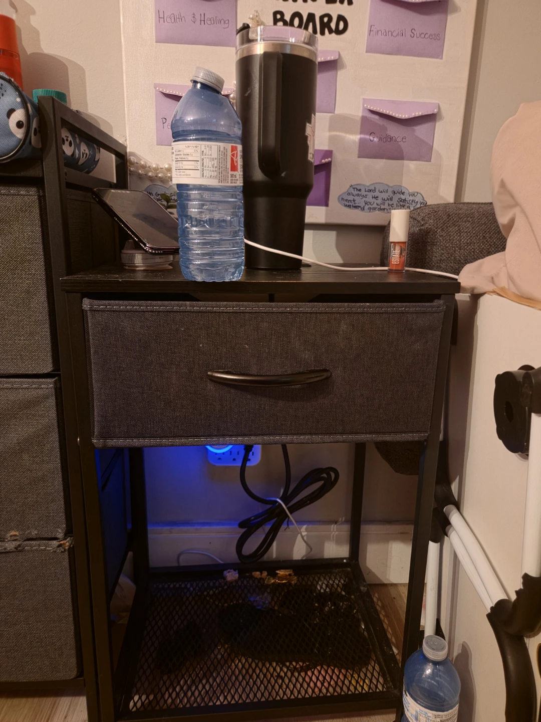 Black Nightstand with Drawer and Built-in Charging Station - photo 4