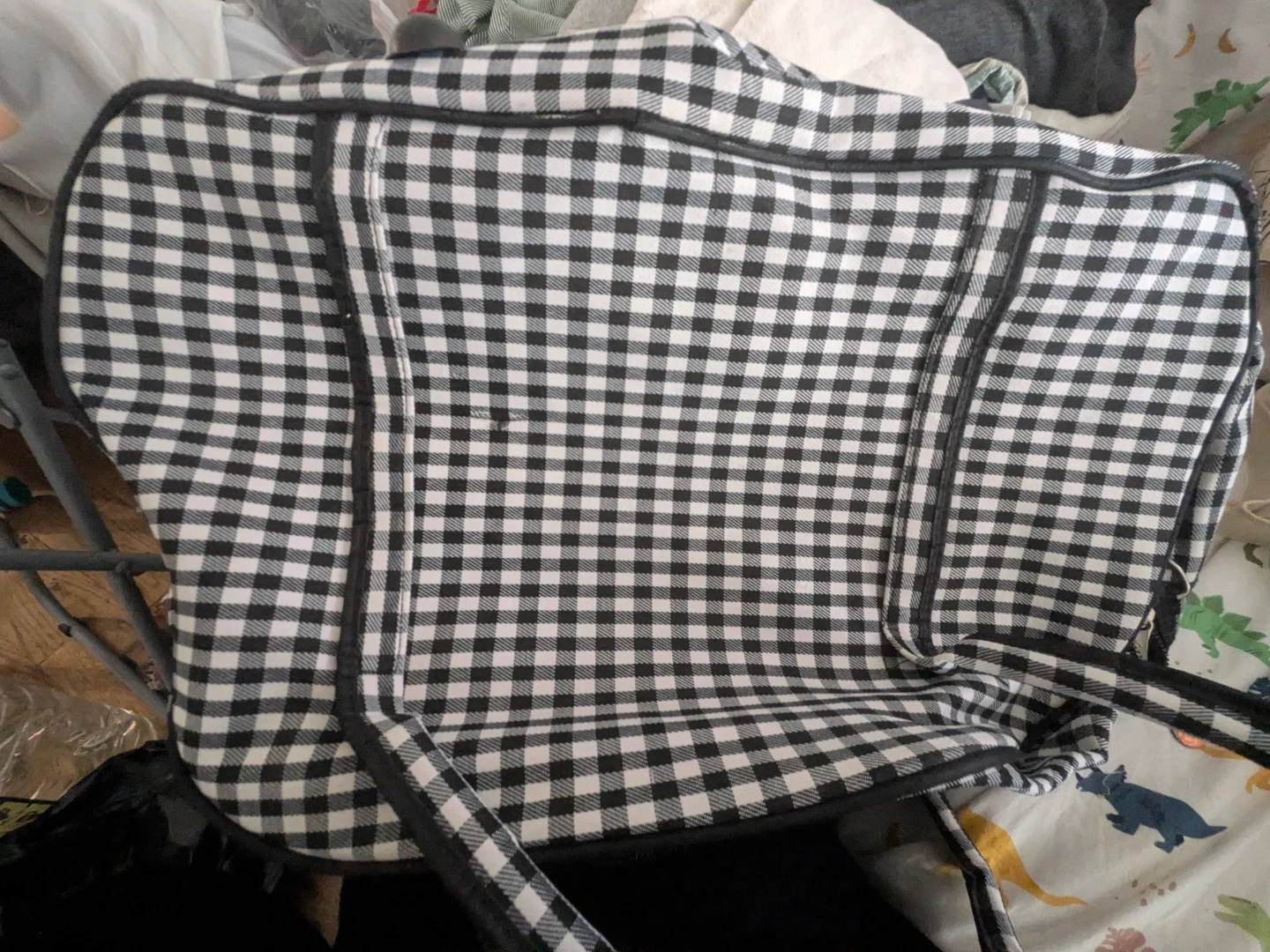 Jinyong Black and White Gingham Duffel Bag - photo 2