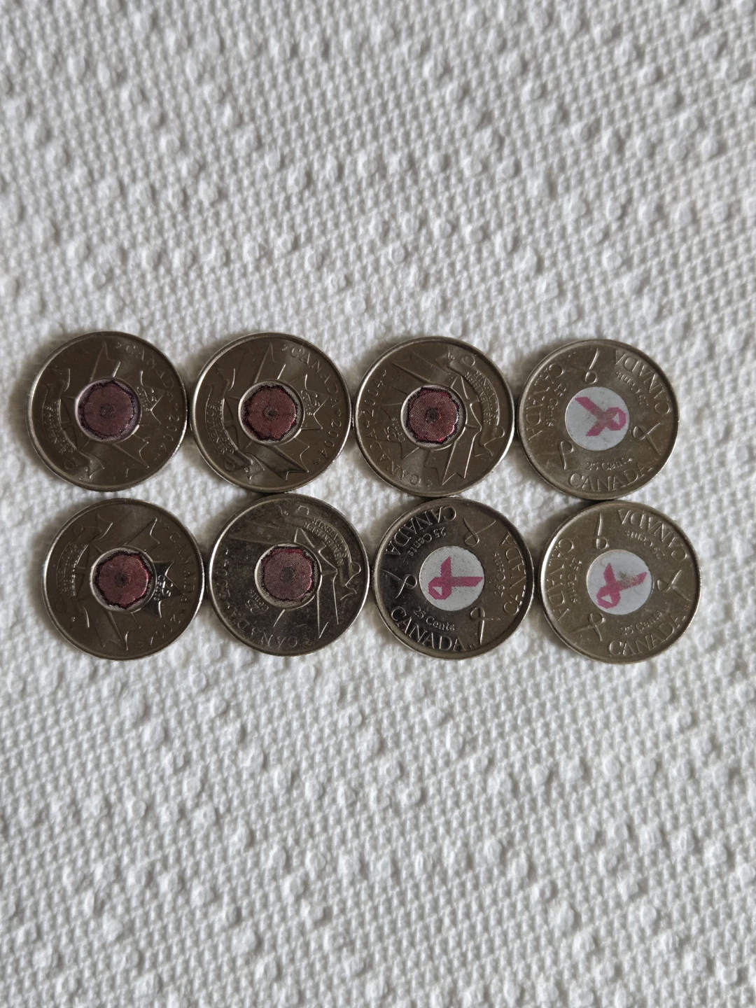 8 x Canadian 25 Cent Coins (Quarters) - 2004, 2006