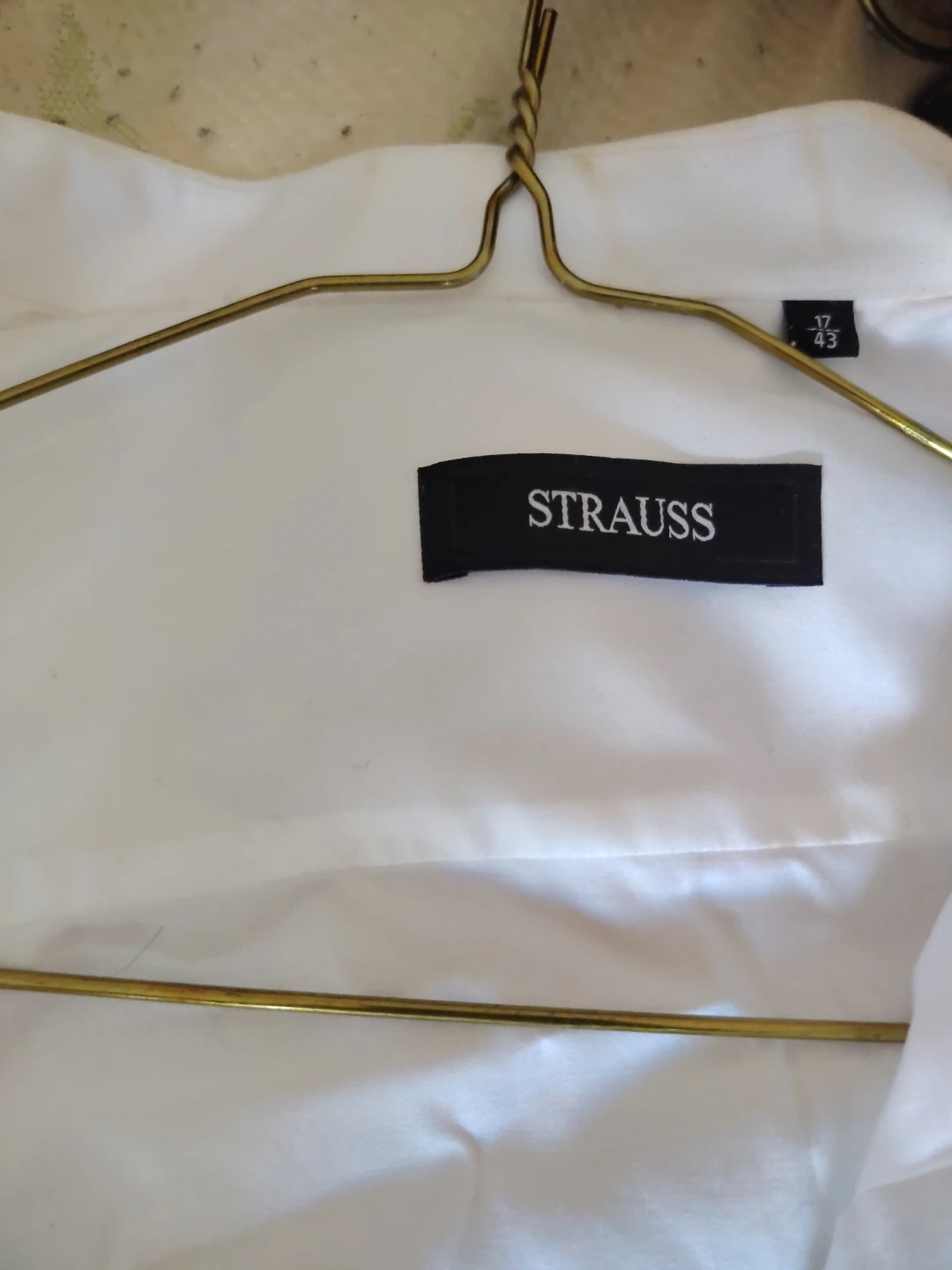 STRAUSS White Dress Shirt - Size 17