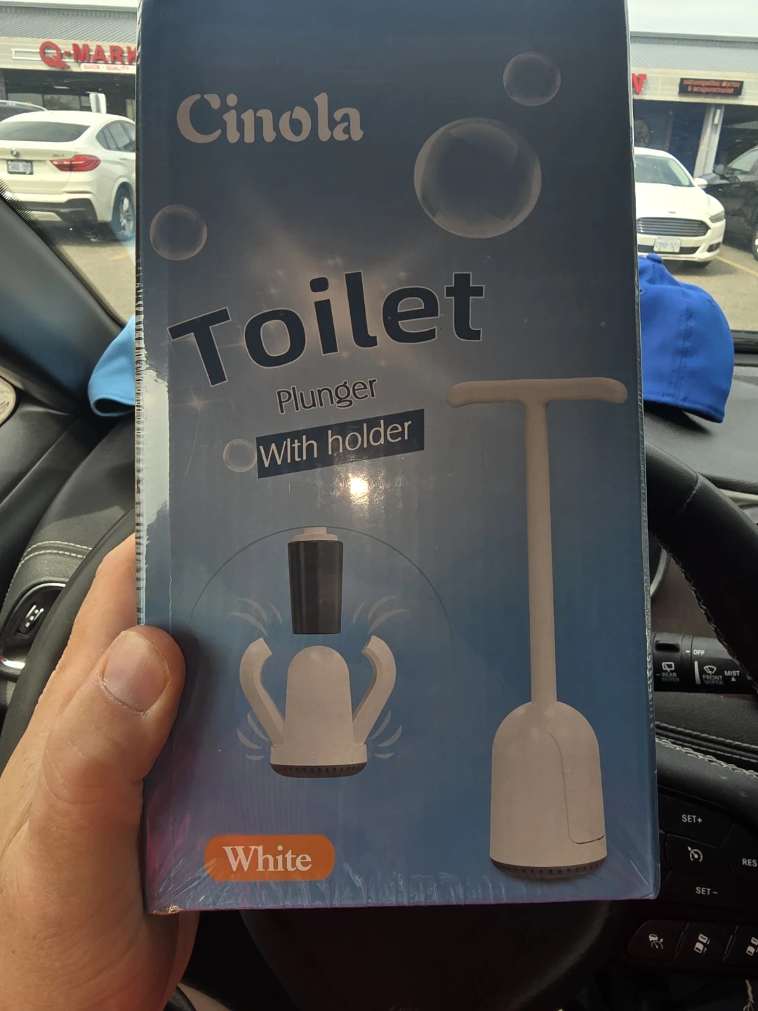 Cinola Toilet Plunger with Holder - White