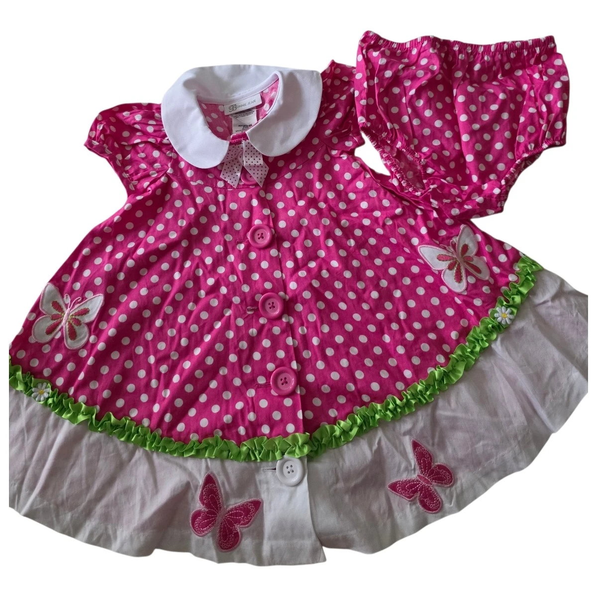 Bonnie Jean Pink Polka Dot Dress & Bloomer Set 2T