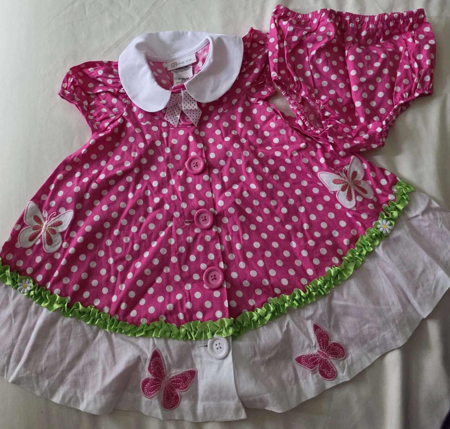 Bonnie Jean Pink Polka Dot Dress & Bloomer Set 2T - photo 2