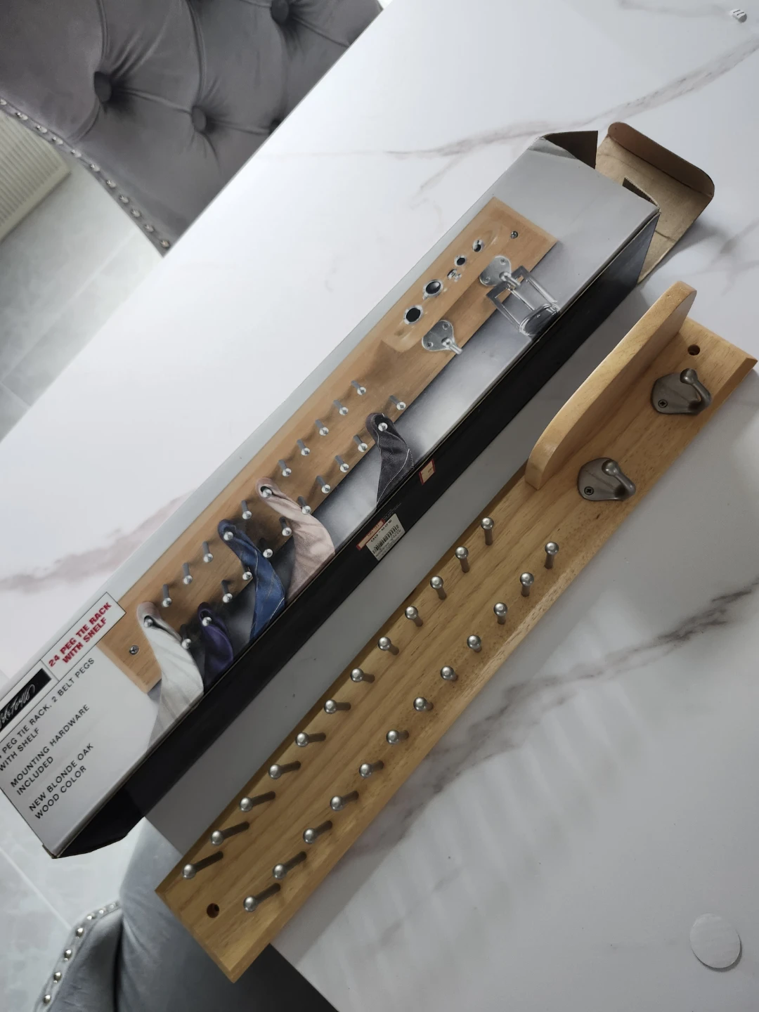 Honeycando 24-Peg Tie Rack with Shelf