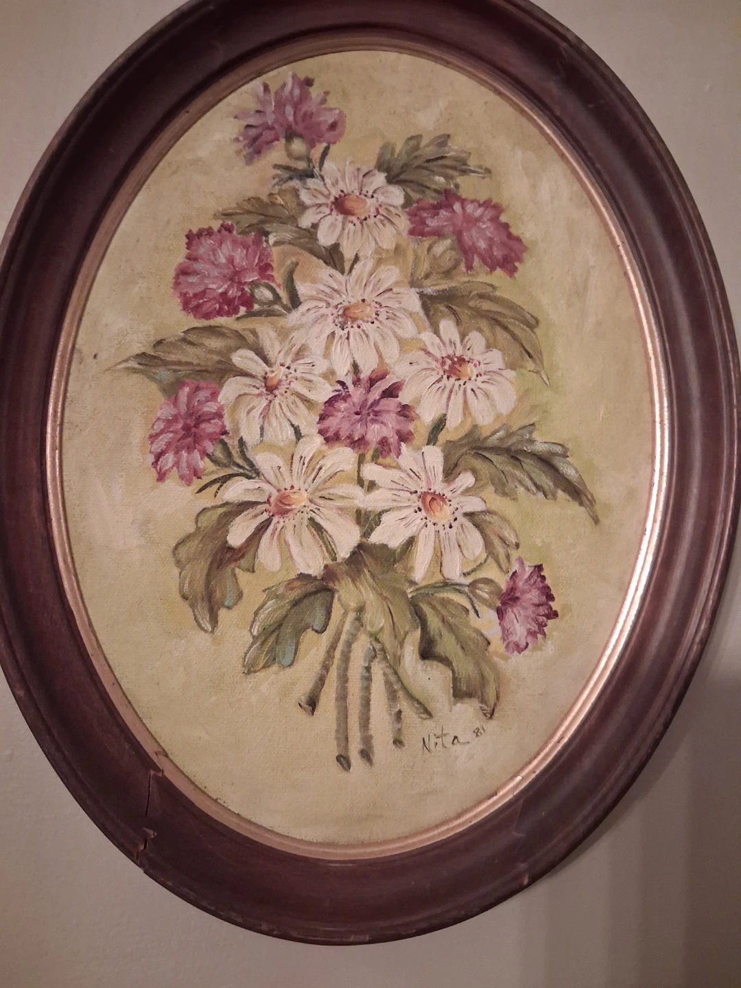 Vintage Floral Painting by Nita