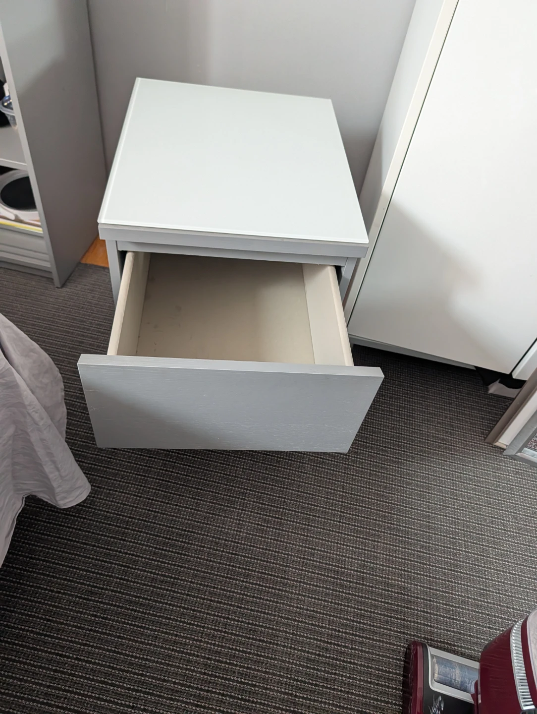 Grey 2-Drawer Nightstand with Glass Top - photo 2