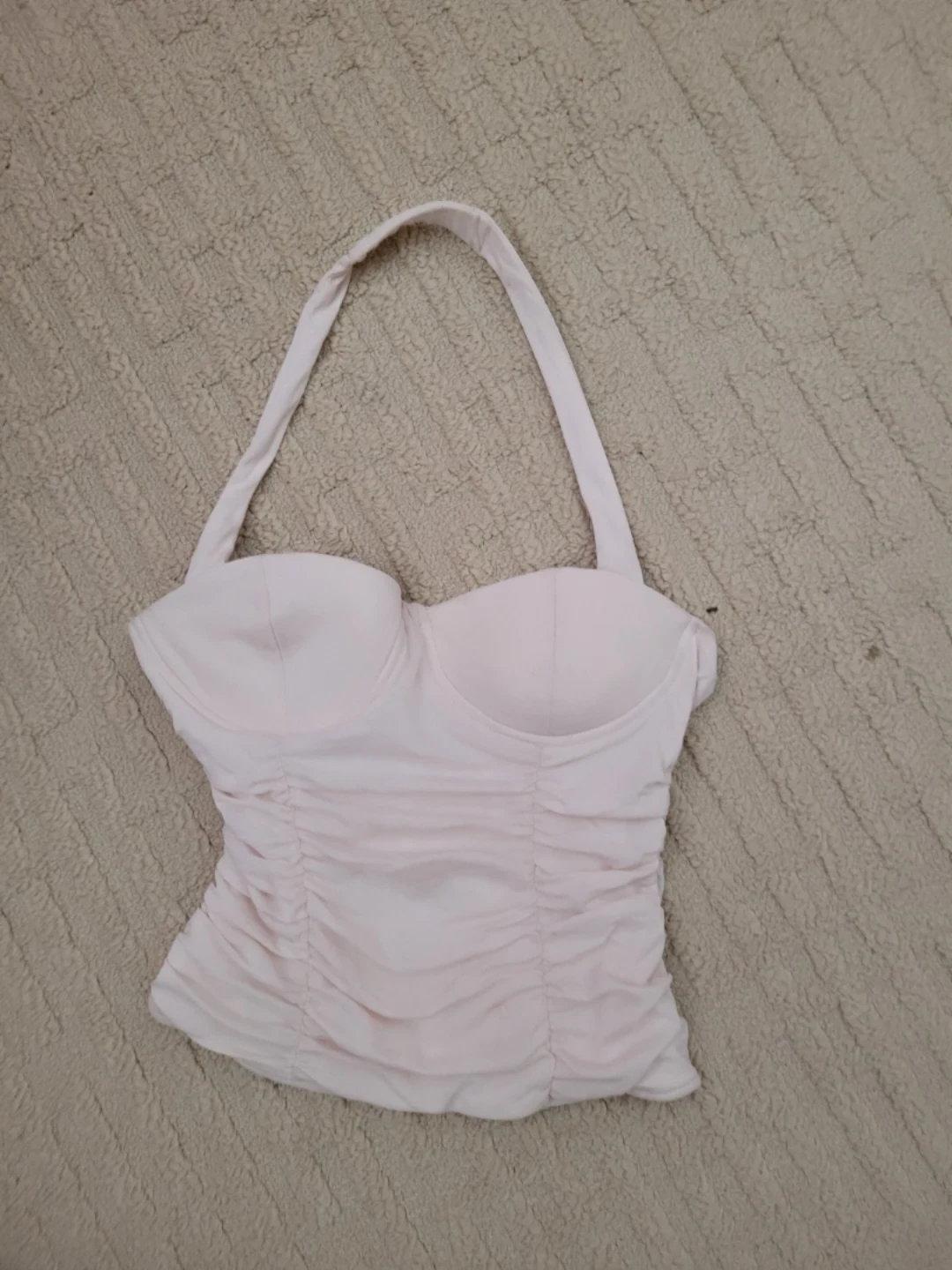 Light Pink Ruched Halter Top