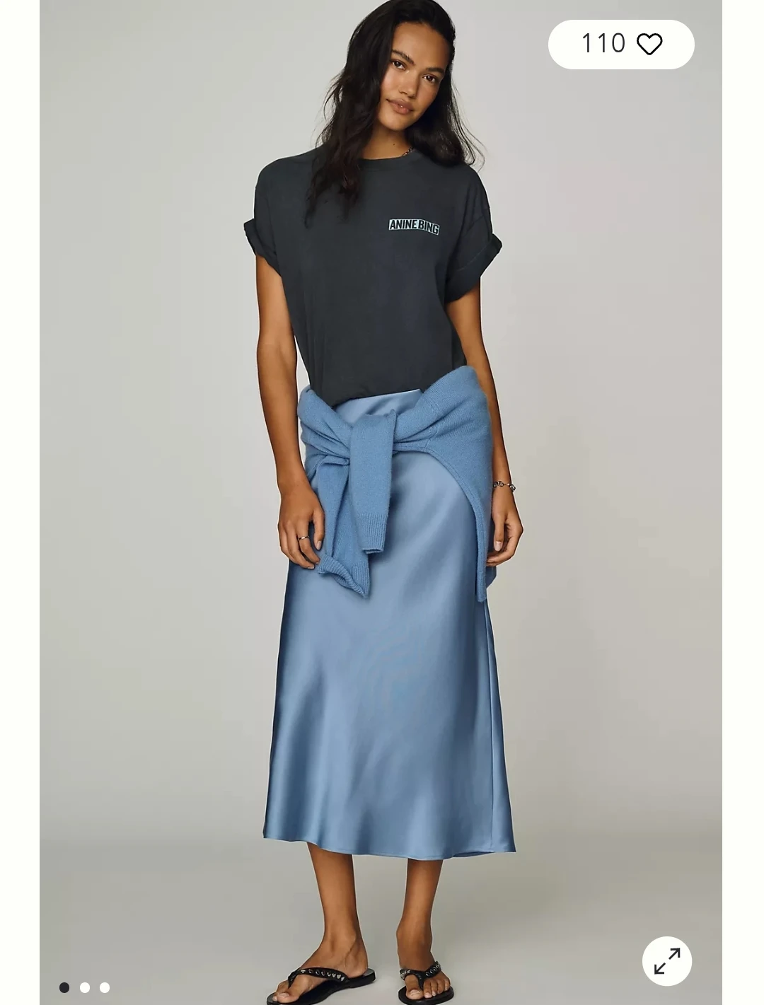 Satin Silk Midi Skirt M