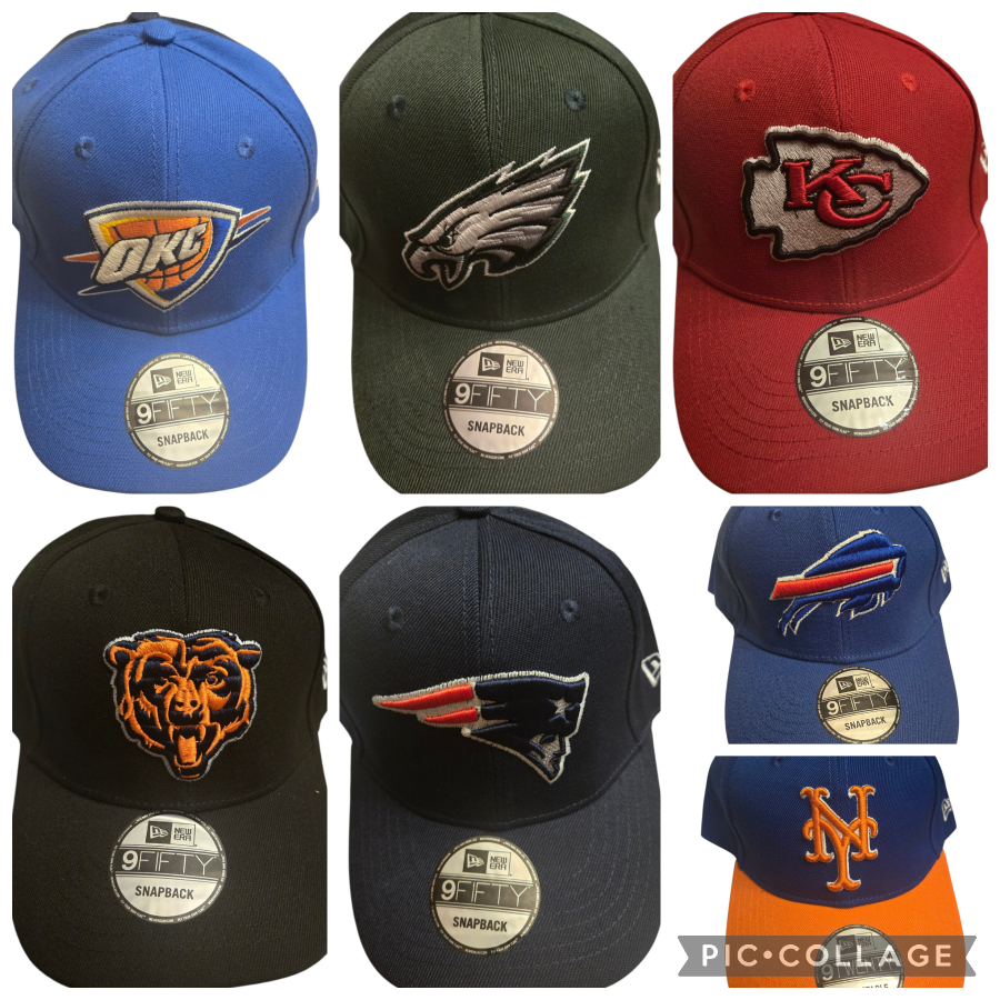 new era hats okc eagles chiefs bears bills patriots mets