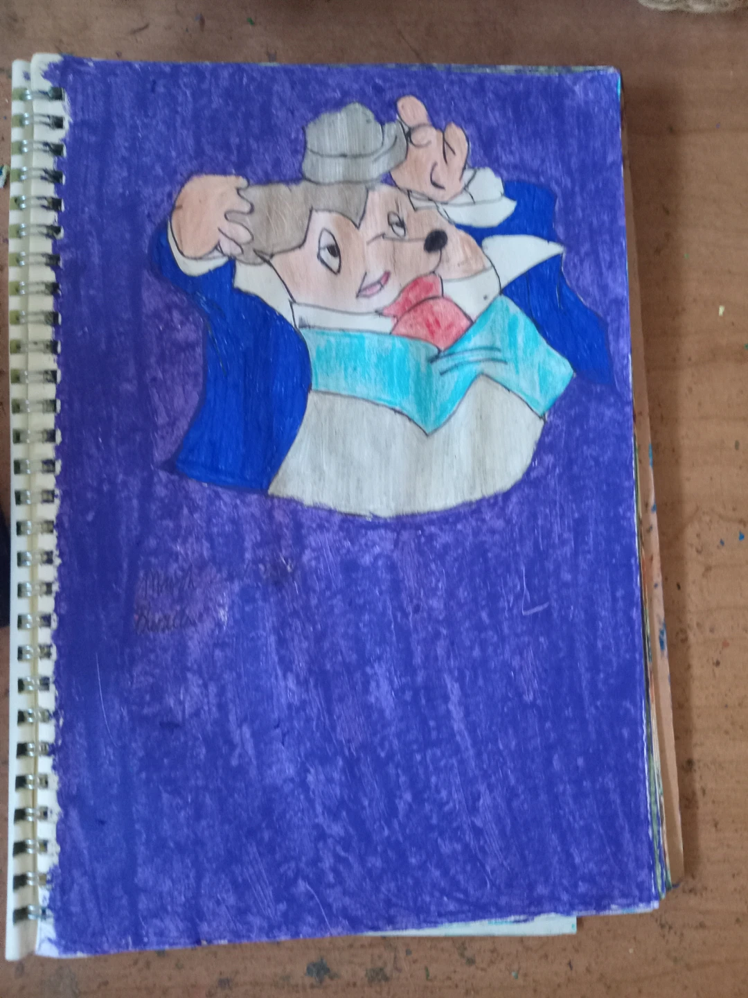 PURPLE BACKGROUND MOUSE DRAWING BY CUSTOM ARTIST SHERWIN
