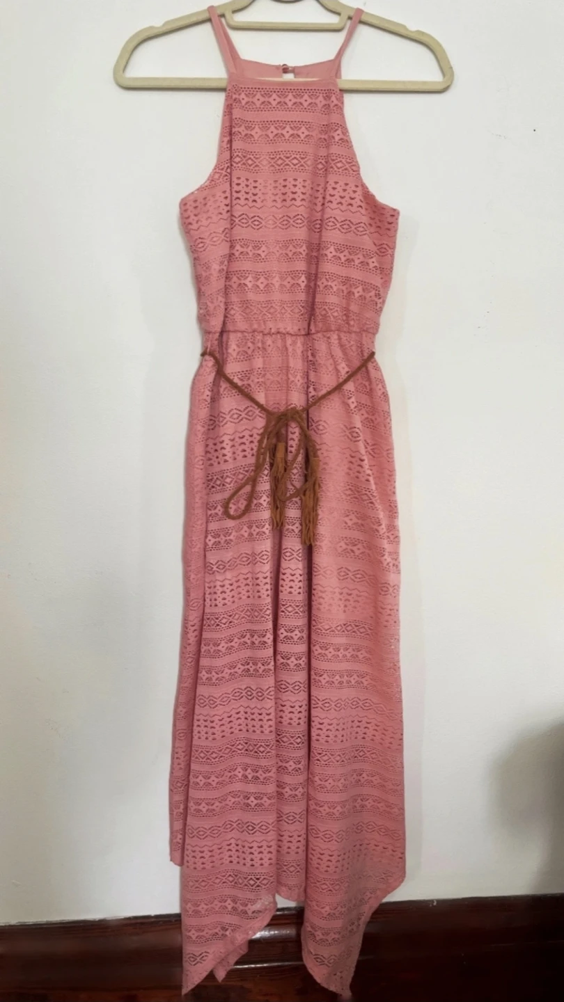 Pink Lace Maxi Dress
