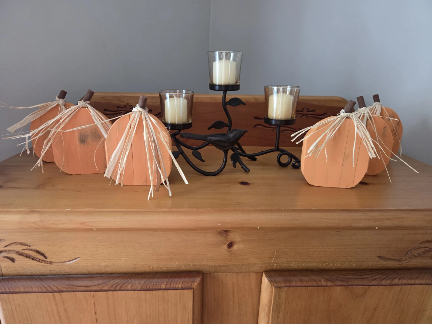 Wooden mini pumpkins