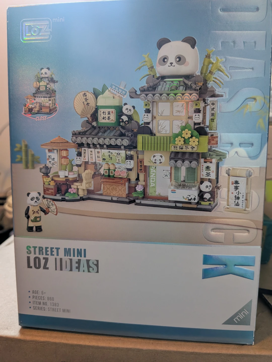 LOZ Ideas Street Mini Panda Tea House Building Blocks Set
