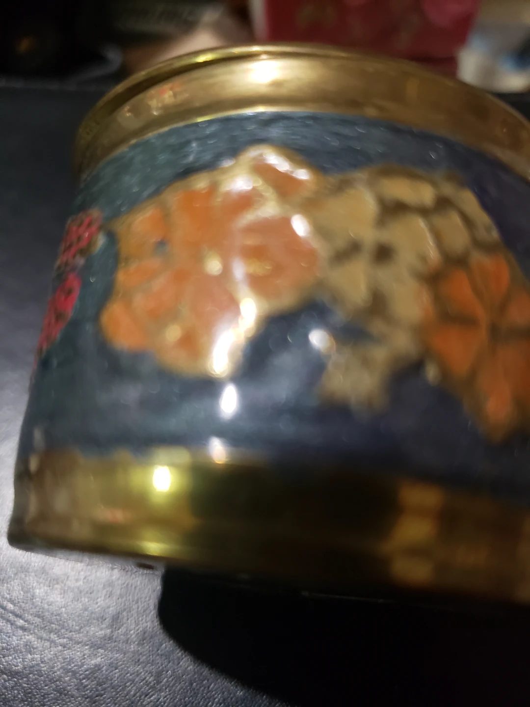 Vintage Brass Trinket Box with Floral Design - Made in India - photo 3