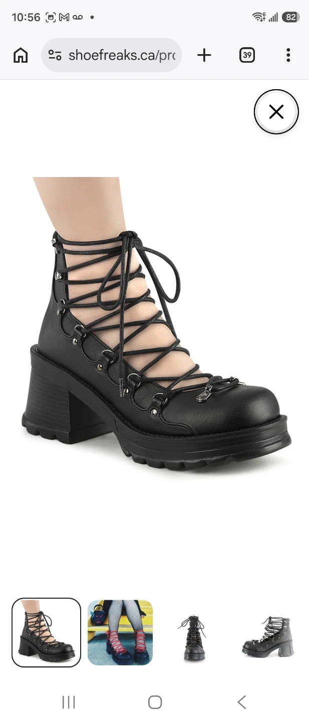 Black Platform Lace-Up Boots. Demonia. Size 11