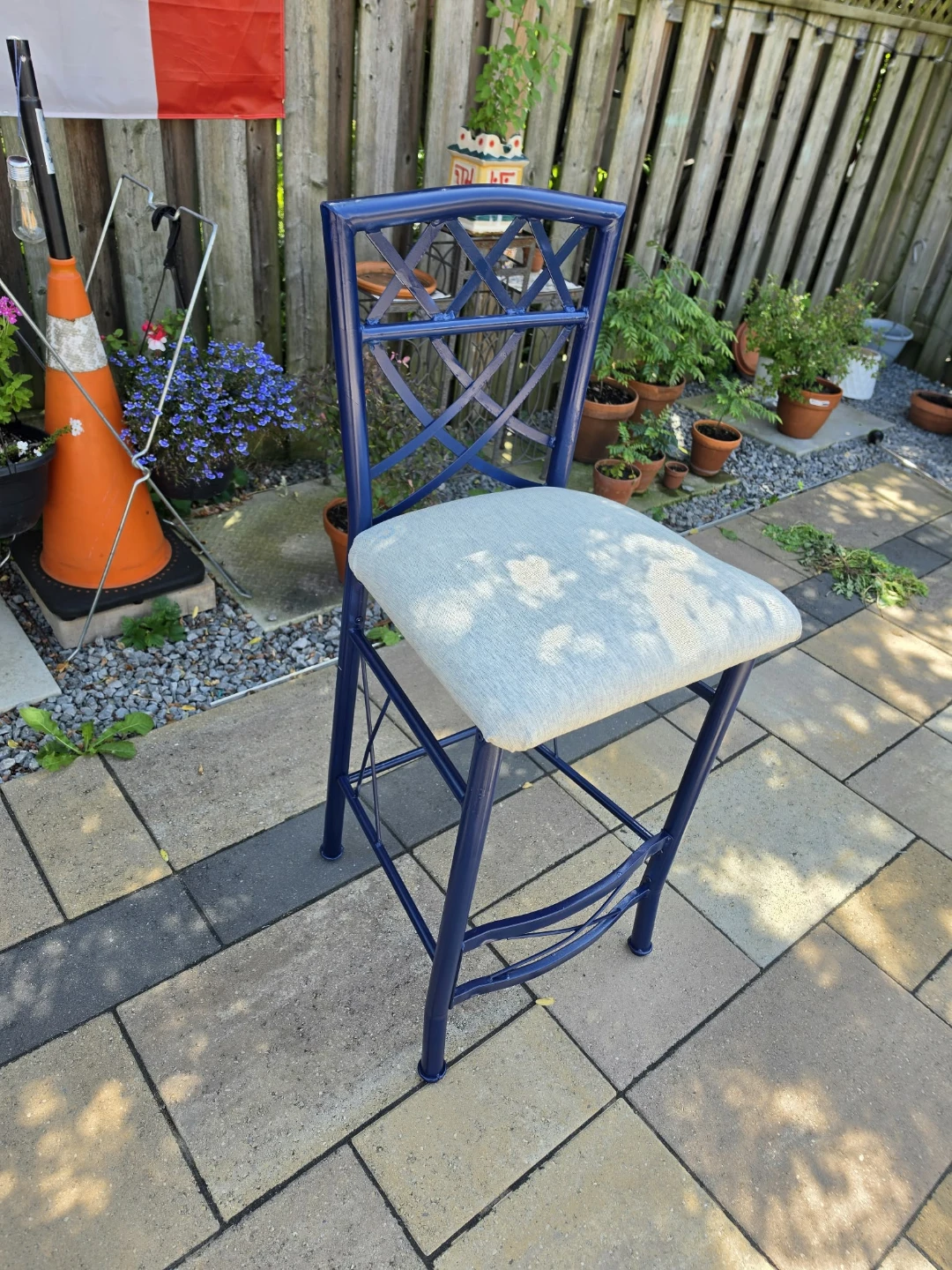 3 Blue Bar Stools with Padded Seats - photo 2