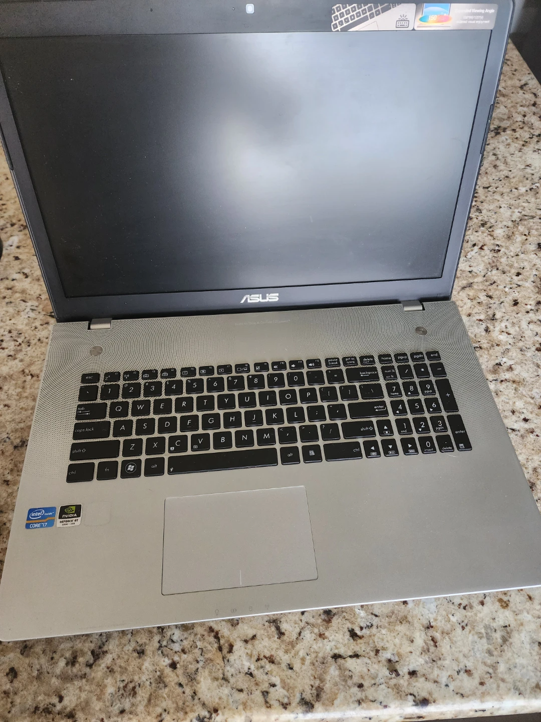 ASUS N76VZ-DS71 Laptop parts not working no charger