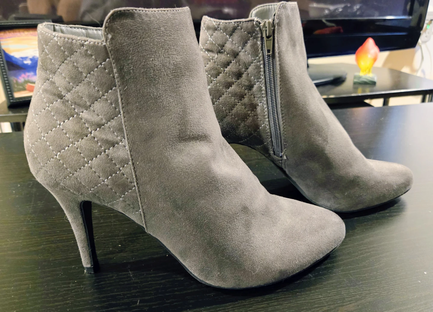 DexFlex Grey Quilted Ankle Boots