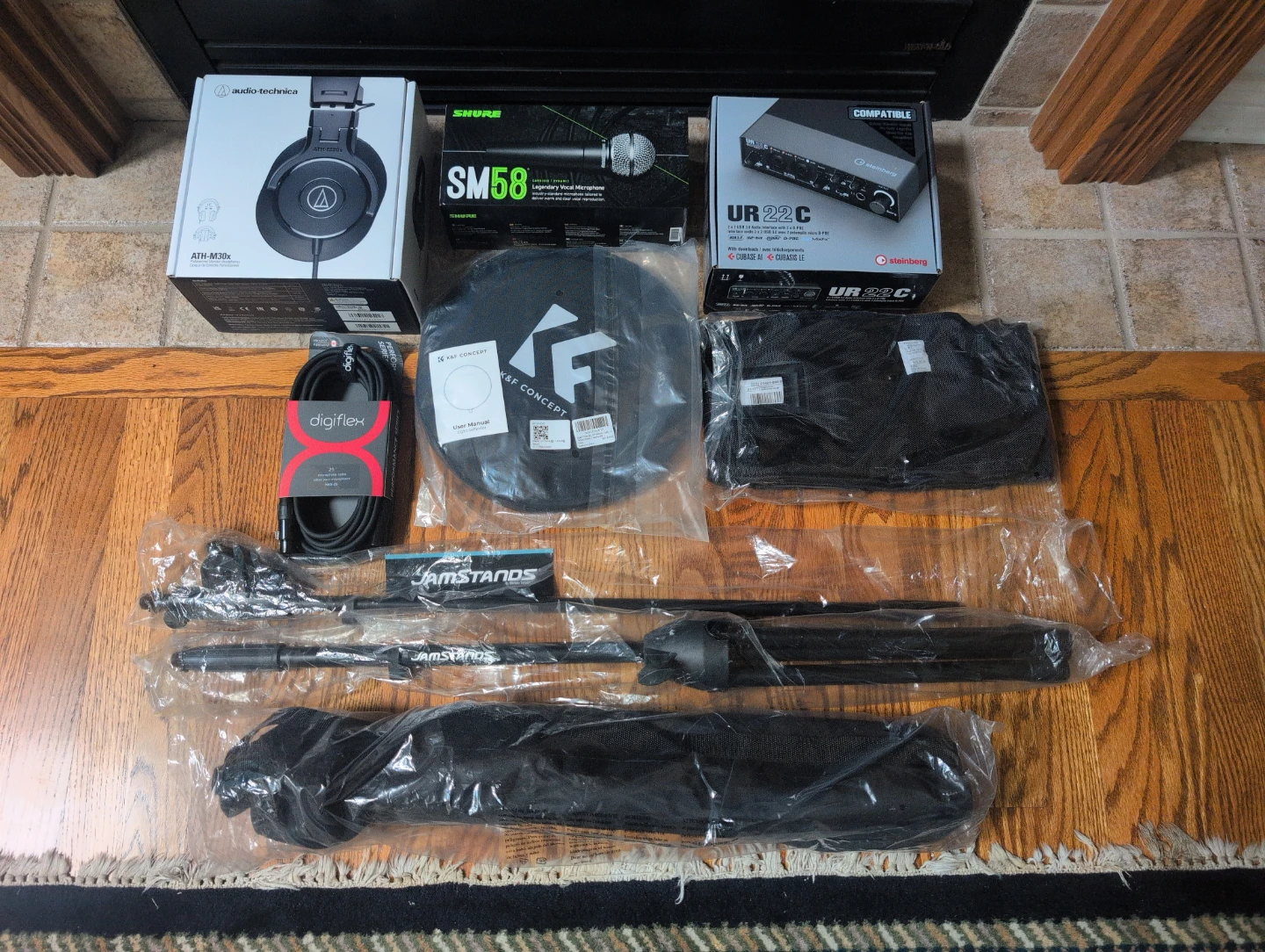 Recording Bundle: SM58 Mic, Audio Interface, Headphones