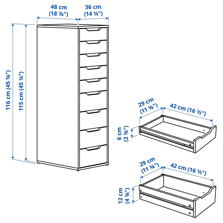 Grey 9-Drawer Rolling Cabinet Ikea alex excellent condition - photo 4