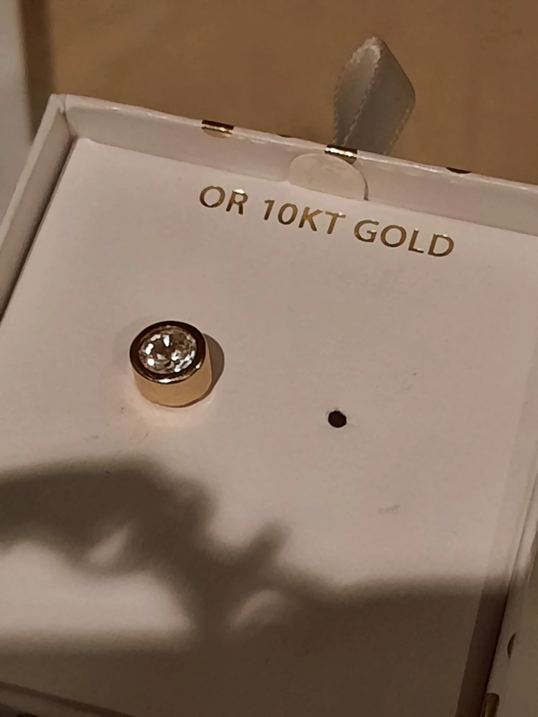 Huge single Solid 10KT Gold Stud Earring AAA CZ