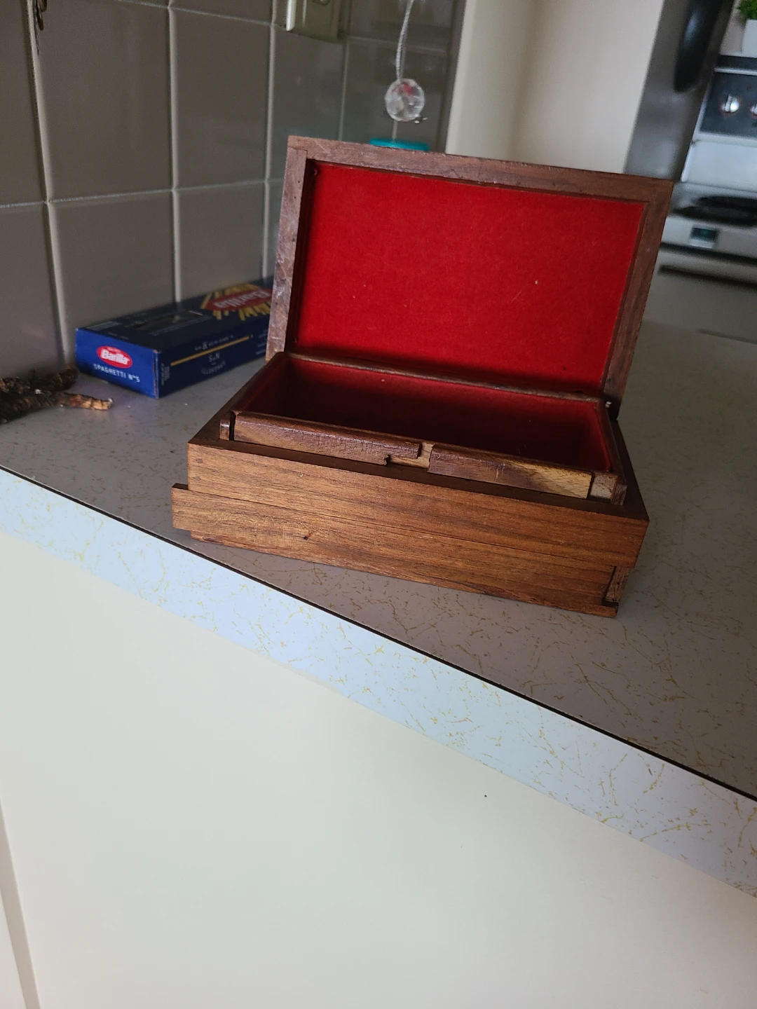 Wooden Trinket Box with Red Lining - photo 4