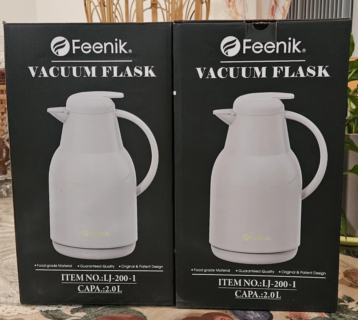 A glass-lined vacuum flask.