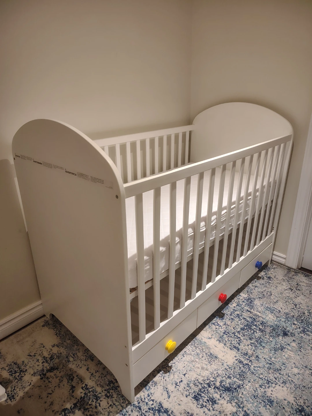 IKEA Gulliver White Crib with Storage Drawers
