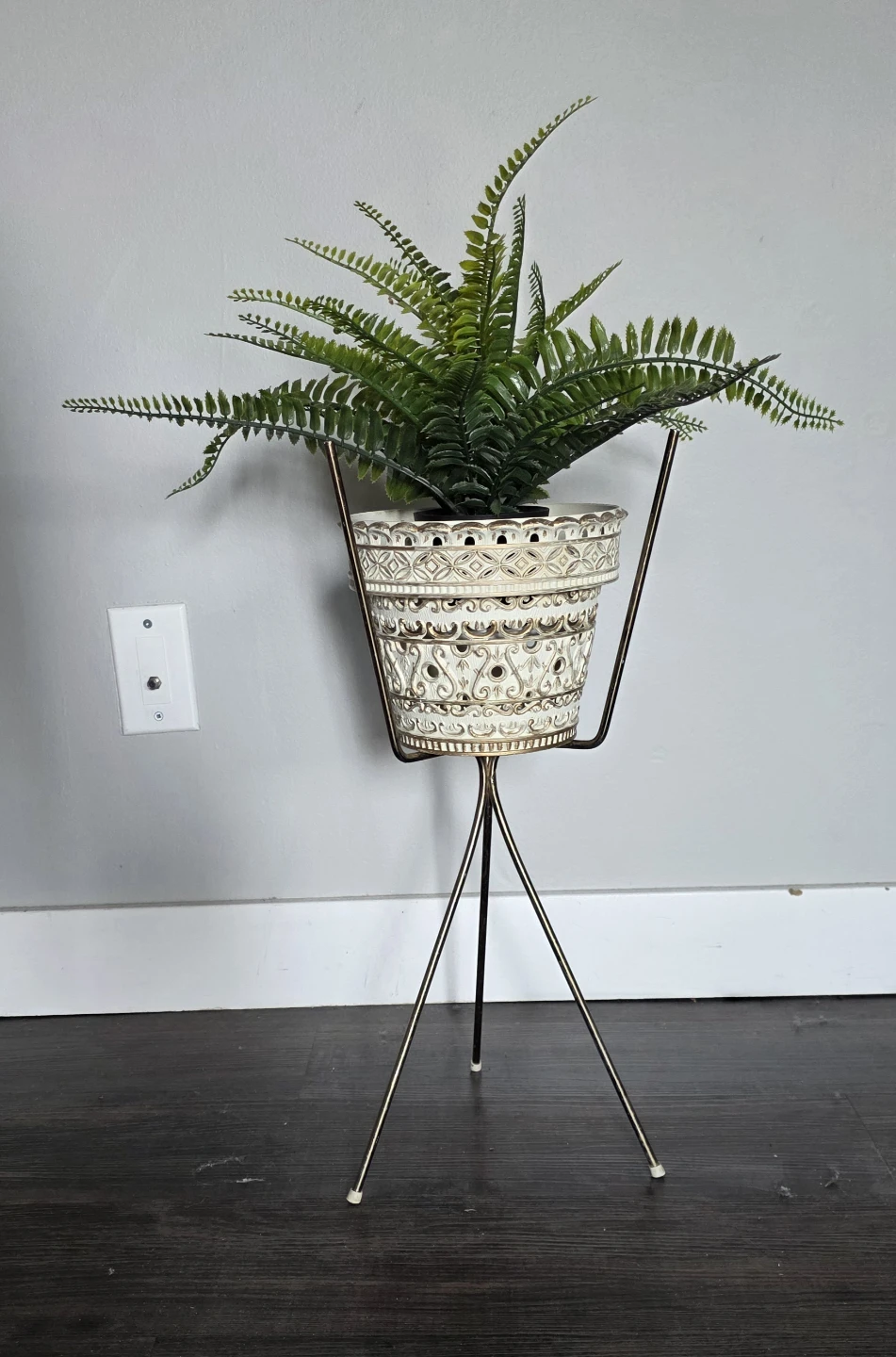 Vintage MCM Ceramic Plant Pot with Stand - photo 2