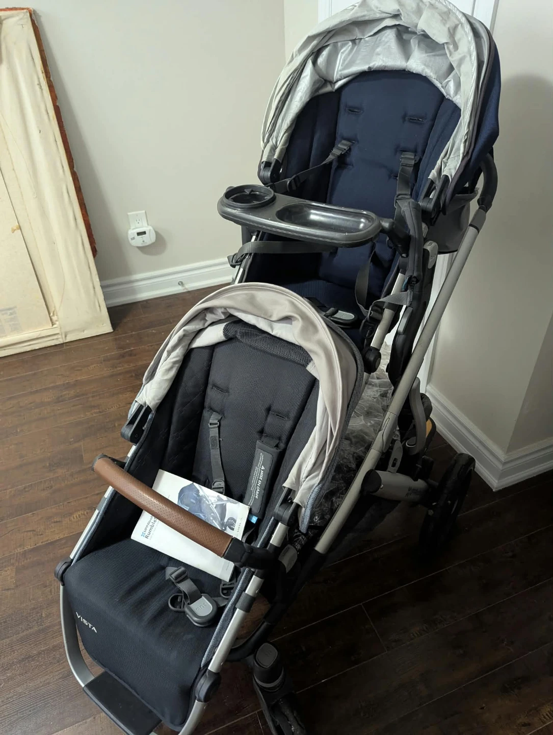 UPPAbaby Vista with RumbleSeat and Piggyback Ride Along board