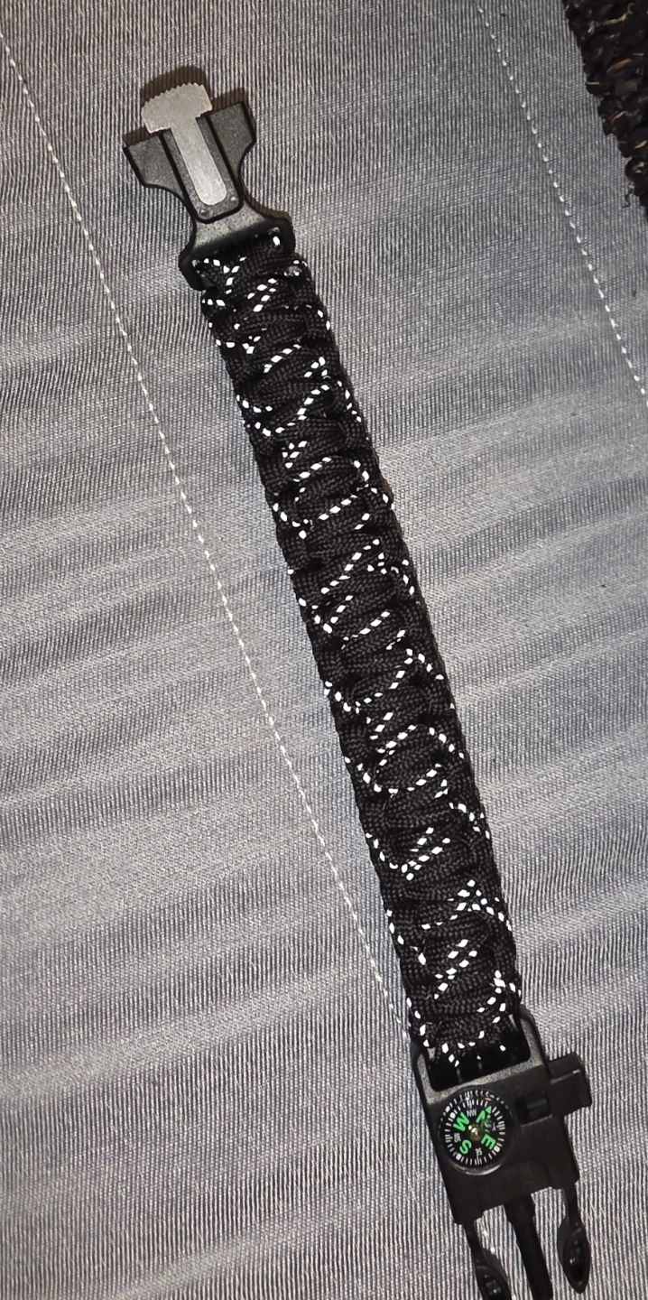 Black Paracord Survival Bracelet with Compass