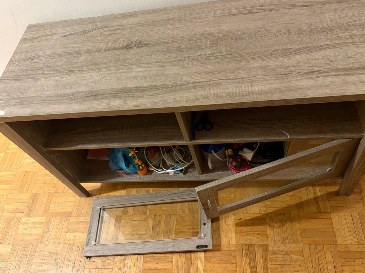 Moving Sale 47inch TV Stand with Glass Doors