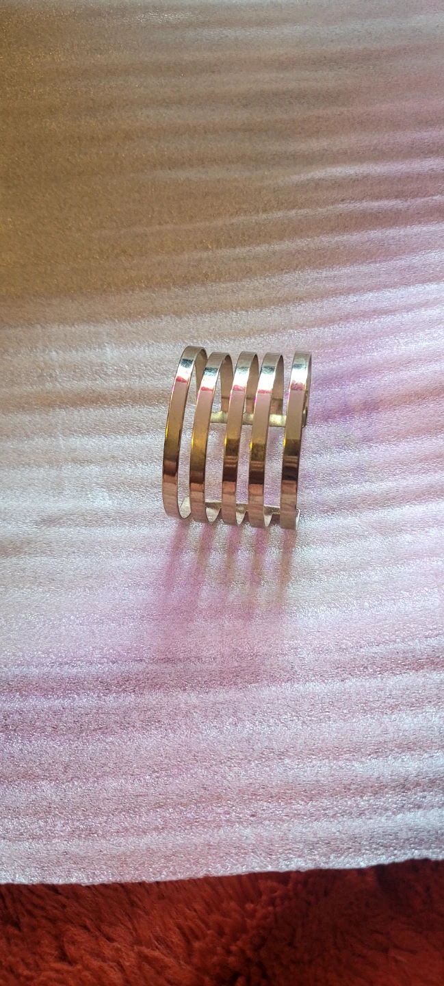 Silver tone multi-band cuff bracelet