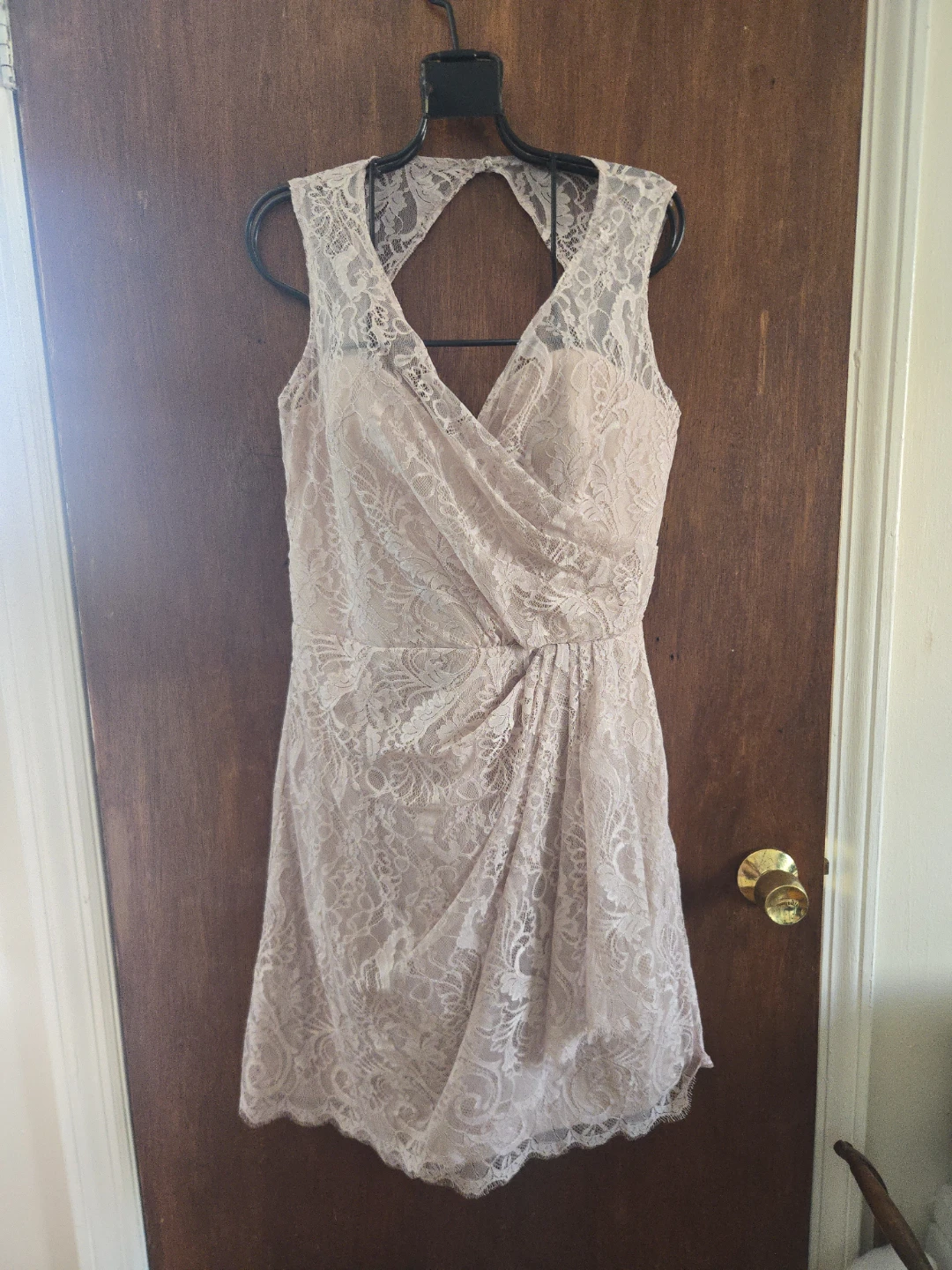 Jim Hjelm Pink Lace Mock  Wrap Dress