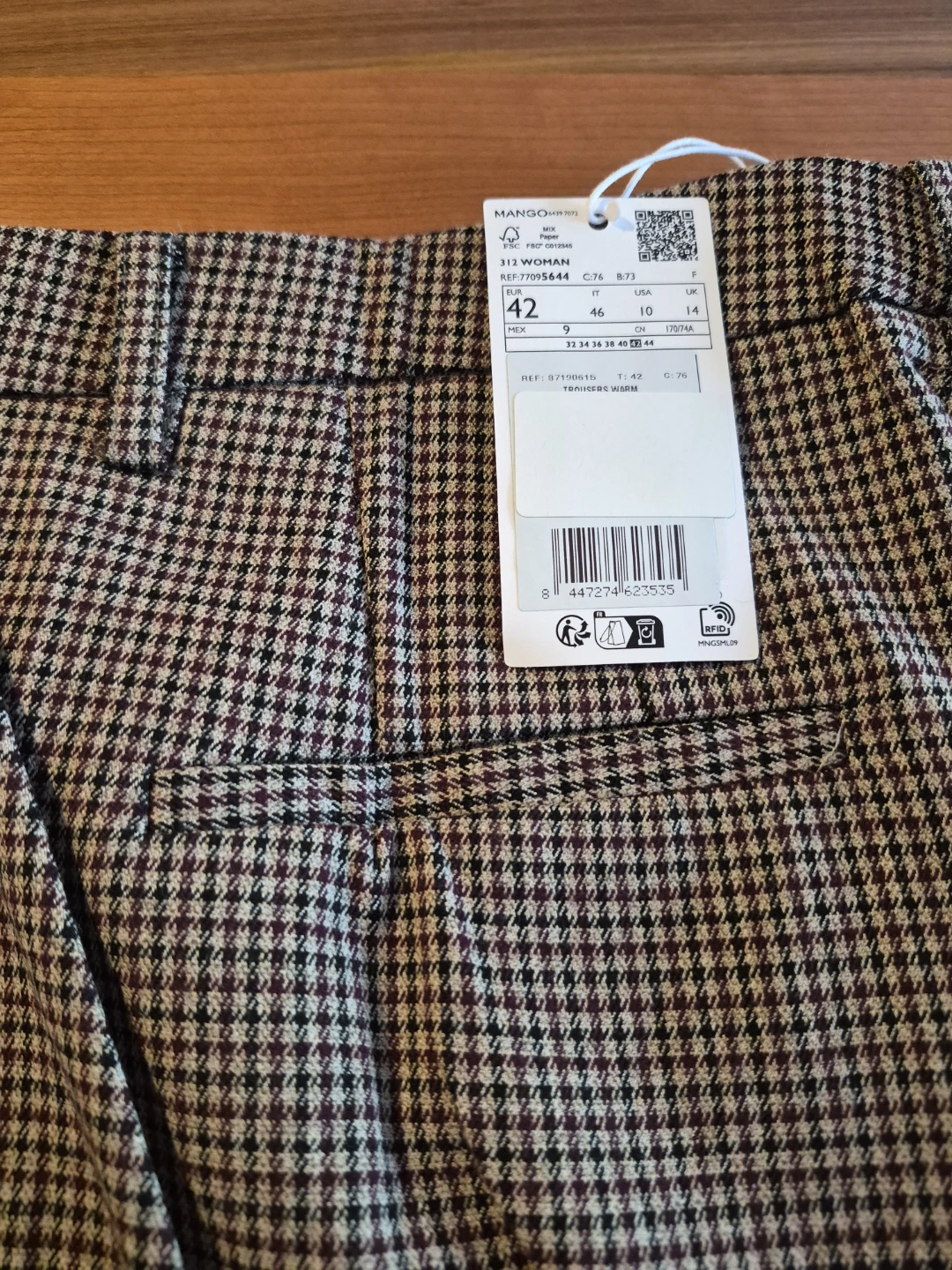 Mango Checked Tailored Trousers – US 10 / EU 42 – New With Tags - photo 3