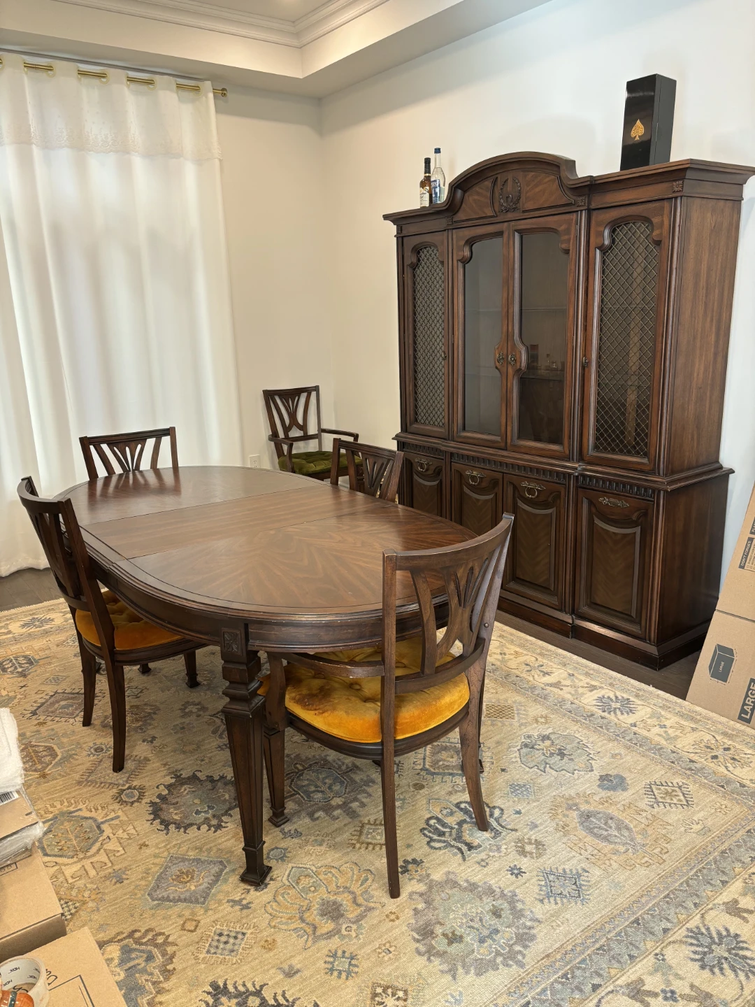 Vintage Solid Oak Dining Table and Chairs Set