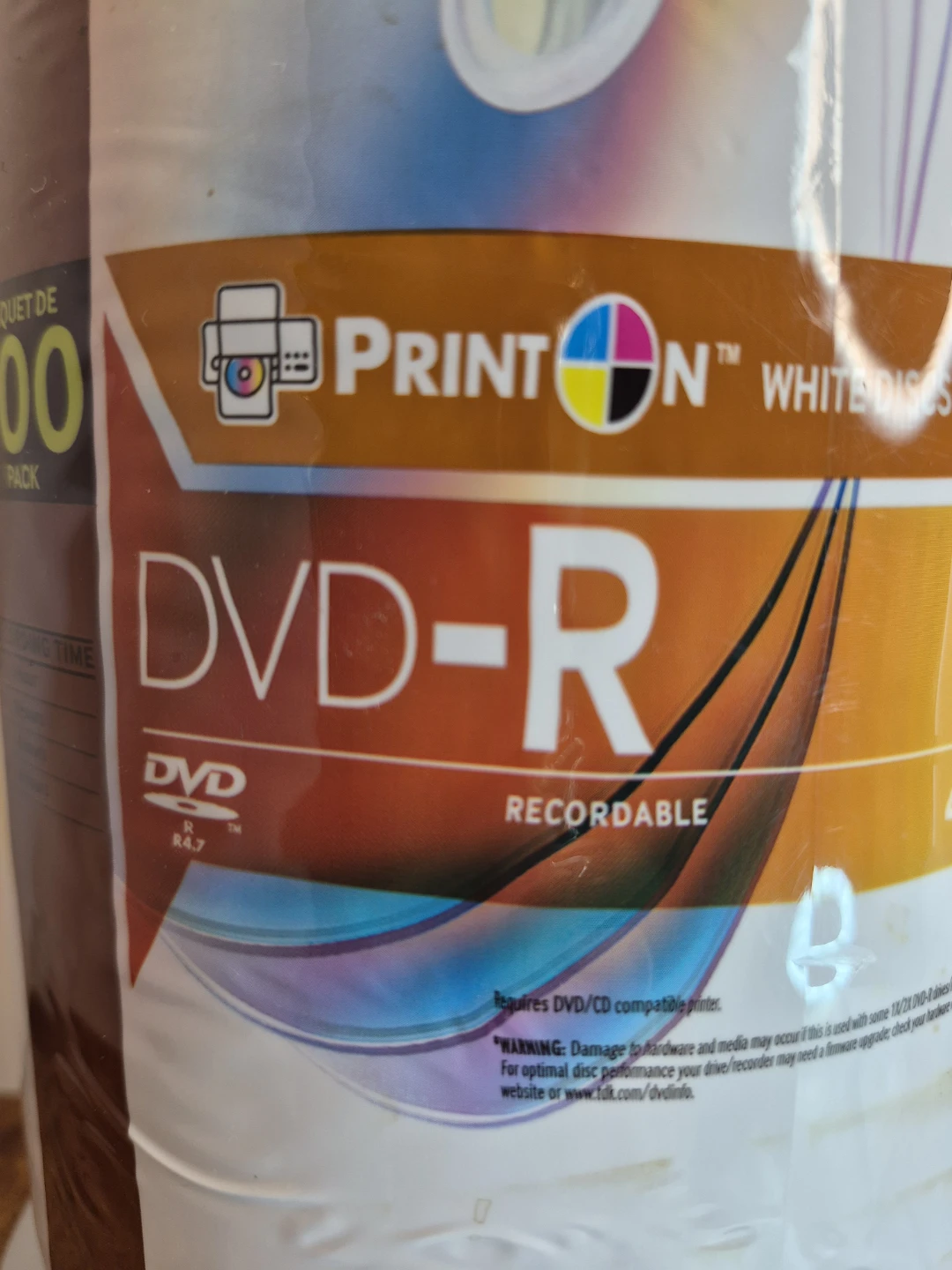 TDK PrintOn Printable DVD-R 4.7 GB 16x 100-Pack - photo 3