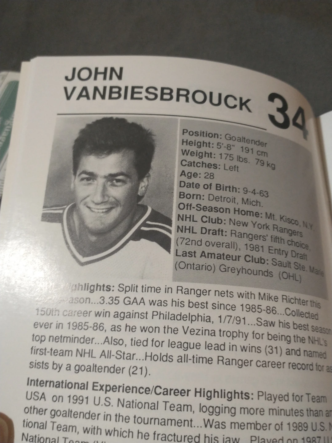 Team USA Hockey 1991 Canada Cup Media Guide - photo 3