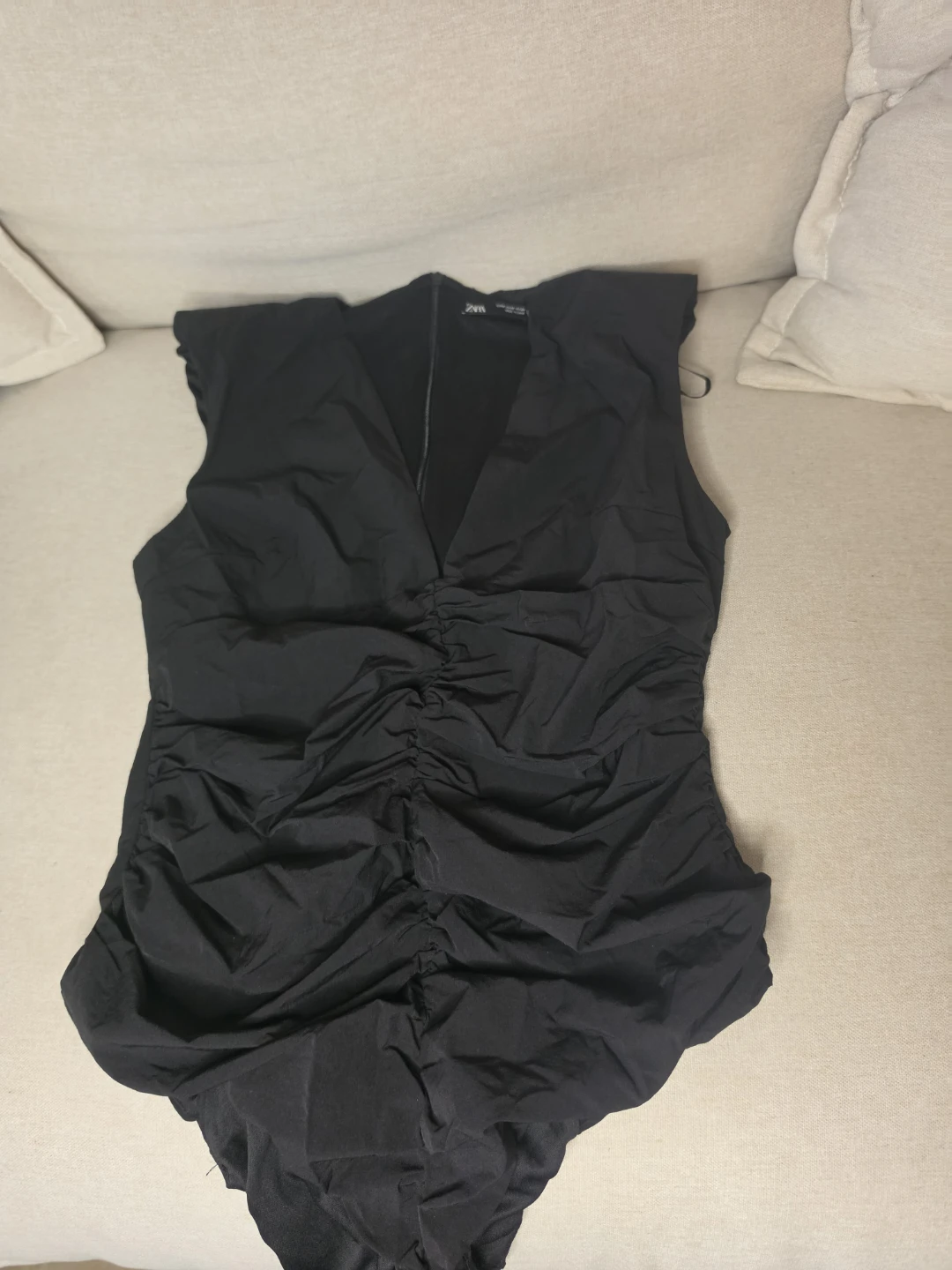 ZARA Black Ruched Bodysuit - photo 3