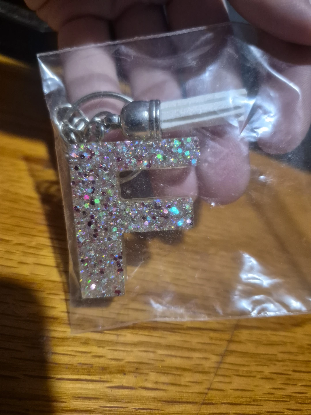 Glitter Letter F Keychain