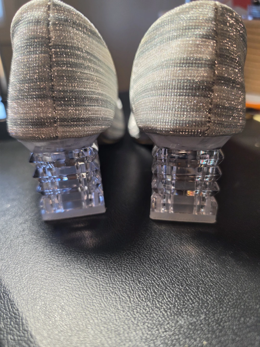 Sparkly Silver Heels with Clear Block Heels - photo 5