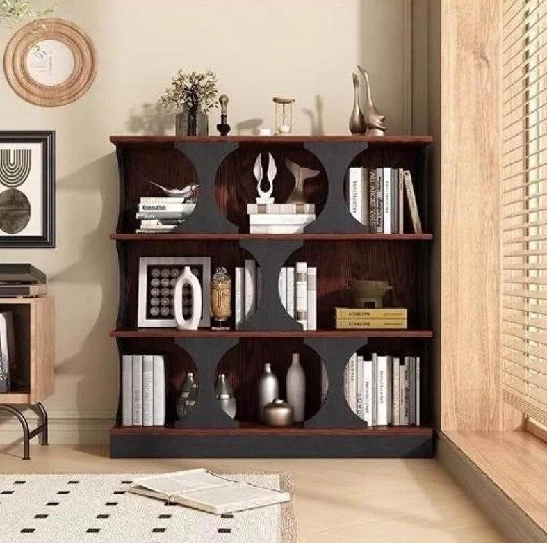 3-Shelf Bookshelf with Unique Circular Cutouts - photo 2
