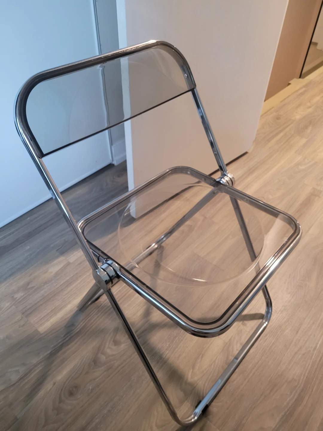 Clear Folding Chair with Chrome Frame