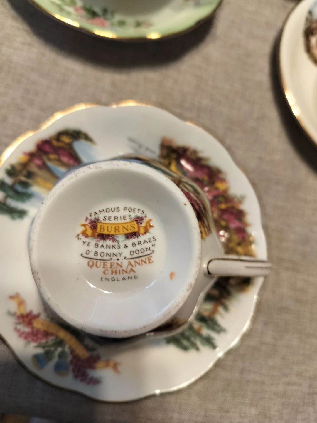 Queen Anne Tea Cup & Saucer - Burns 'Ye Banks and Braes' - photo 2