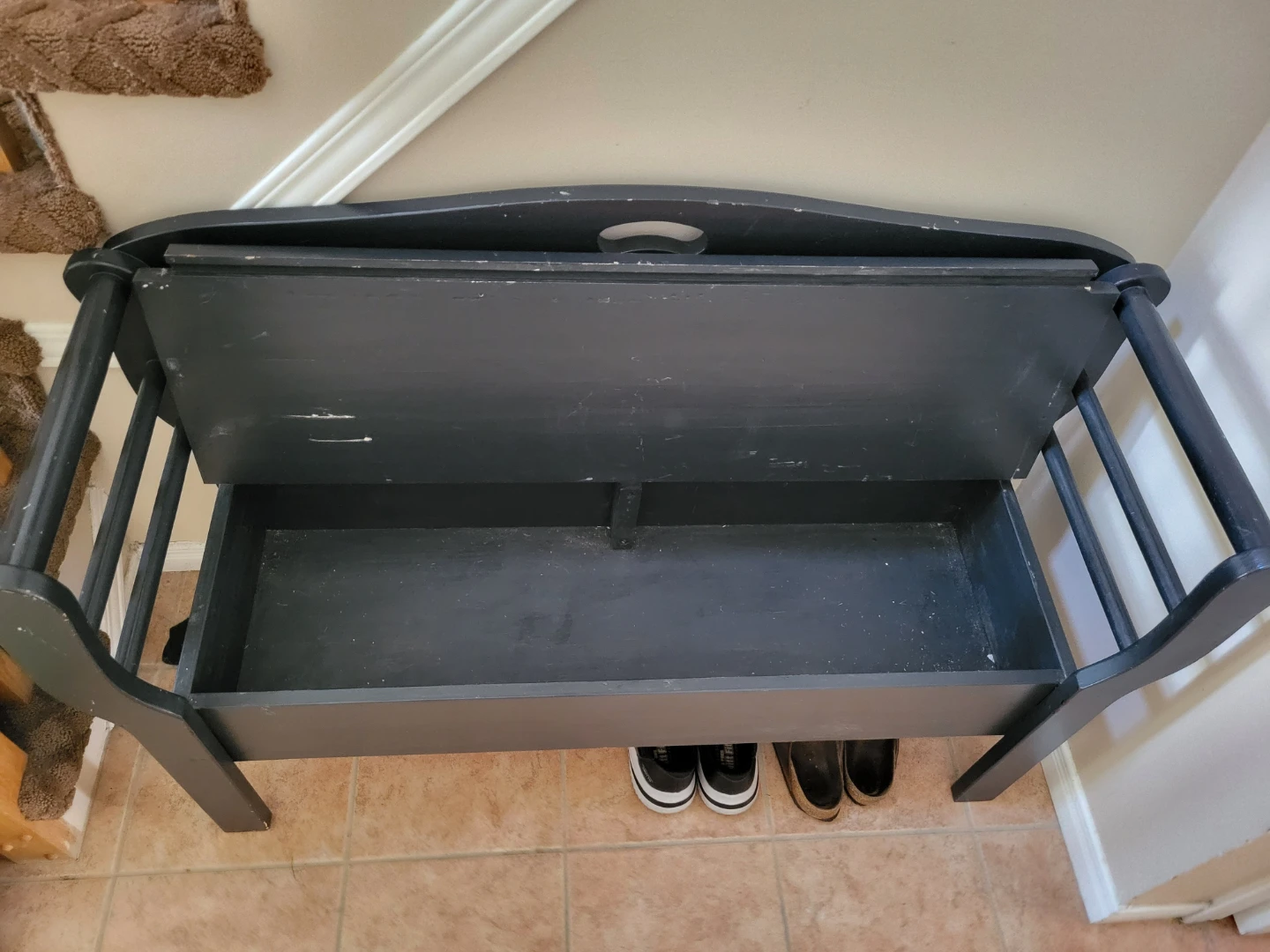 Black Storage Bench - photo 2