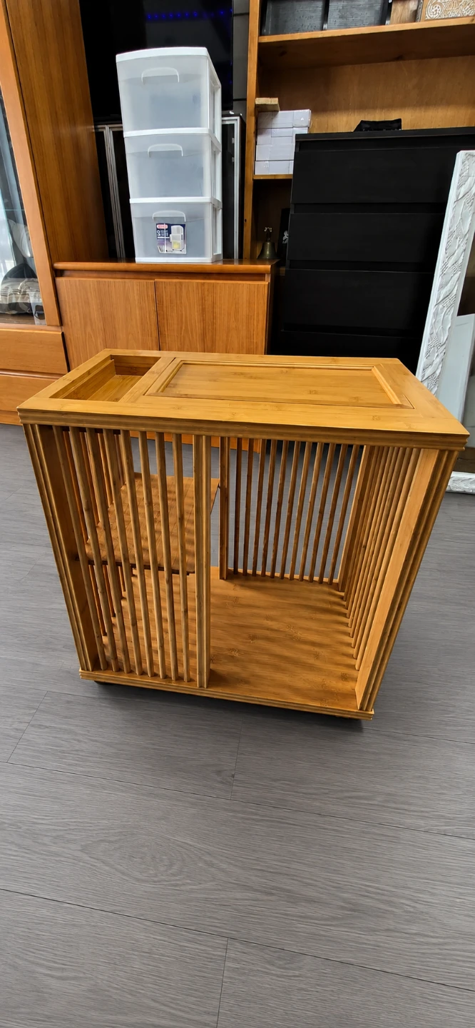 Wooden Side Table with Wheels - photo 3